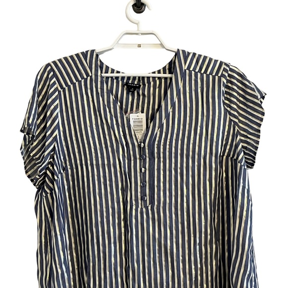 Torrid Gold Lurex Stripe Blouse - Picture 3 of 9